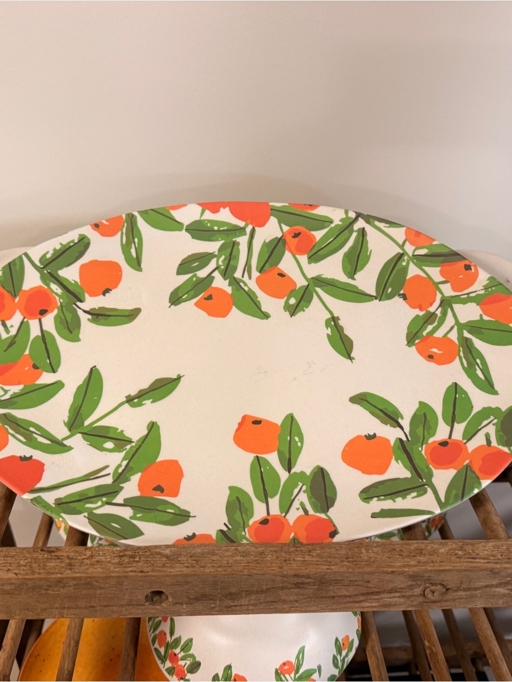 Vera for Anthropologie Orange Blossom Ceramic Cake Platter - White and Orange
